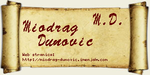 Miodrag Dunović vizit kartica
